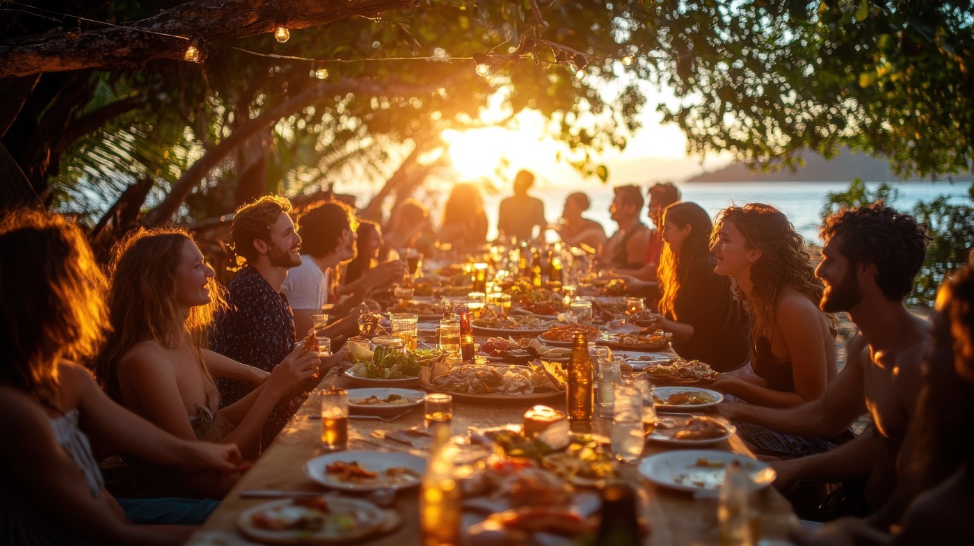 Lange Tafel im Abendlicht